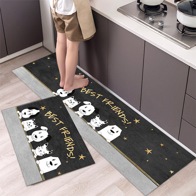 Cartoon Floor Mat Kitchen Strip Rug Simple