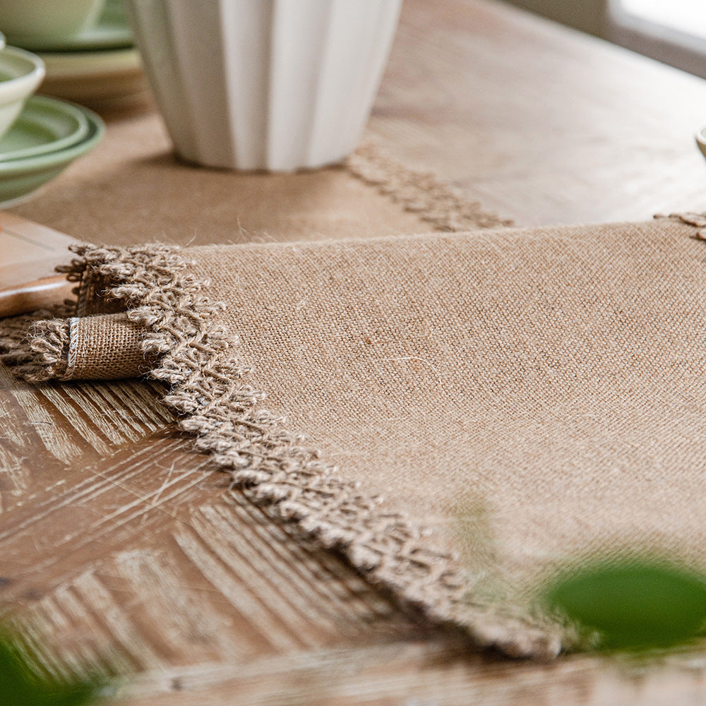 Festival Natural Jute Woven Tassels Party Decorative American Table Runner
