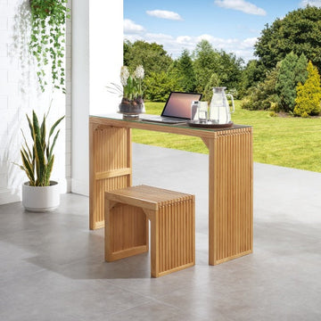 Pine Dining Bench And Table, Indoor Wood Bench For Entryway,Living Room,Kitchen And Bedroom Table And Bench Set  Nature, Bench  Table Small Tempered Glass Included