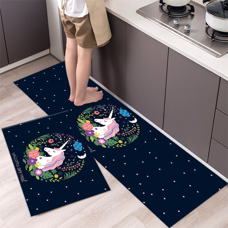 Cartoon Floor Mat Kitchen Strip Rug Simple