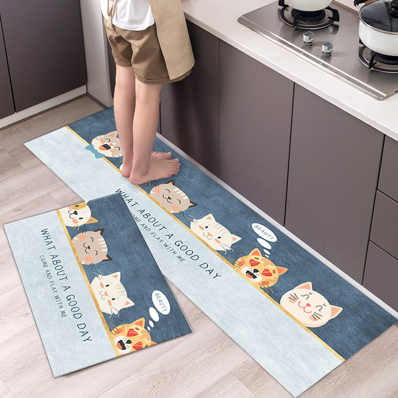 Cartoon Floor Mat Kitchen Strip Rug Simple