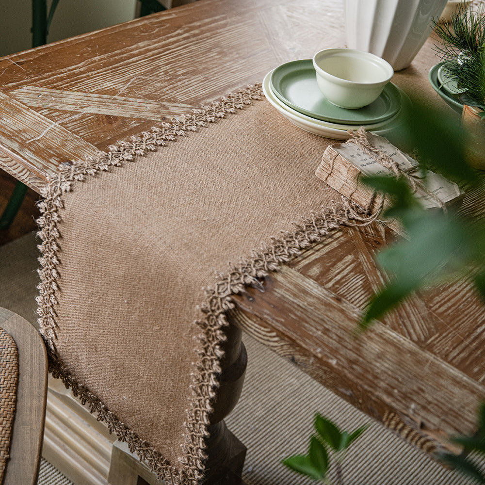 Festival Natural Jute Woven Tassels Party Decorative American Table Runner