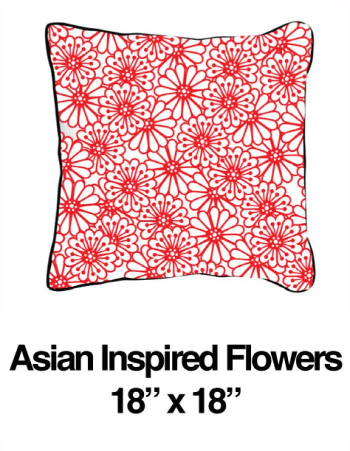 Asian Inspired Flowers Red