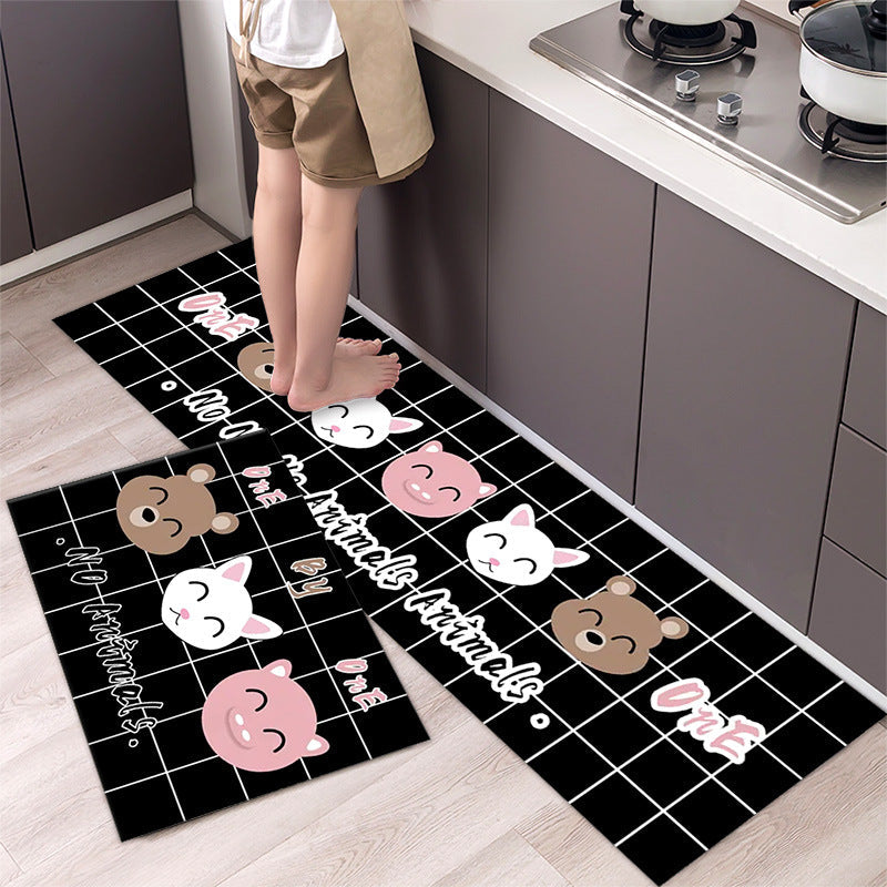 Cartoon Floor Mat Kitchen Strip Rug Simple